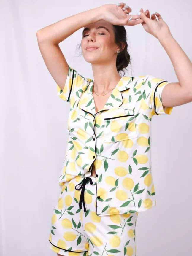 Pijama Feminino Americano Curto Agda Limão Siciliano