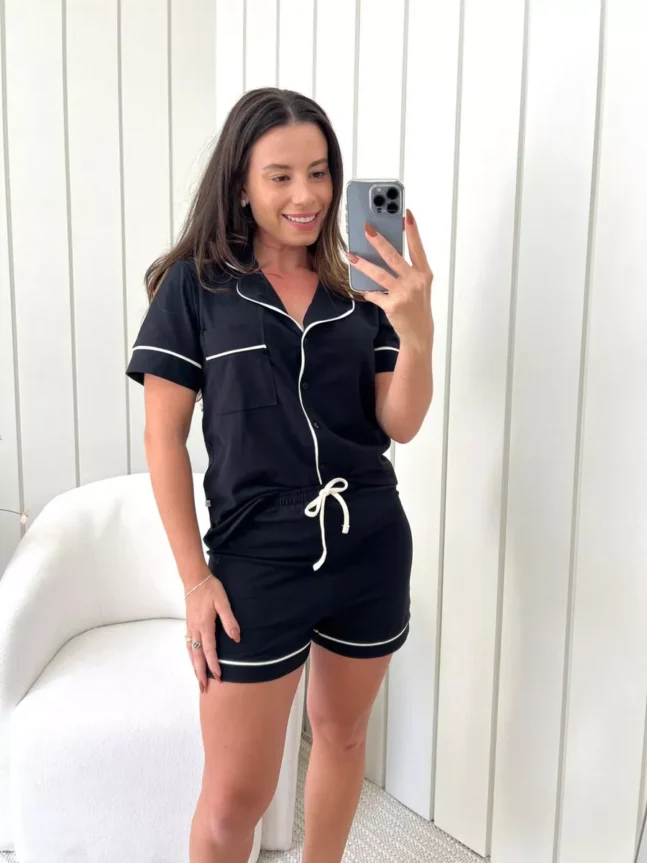 Pijama Feminino Americano Curto Preto