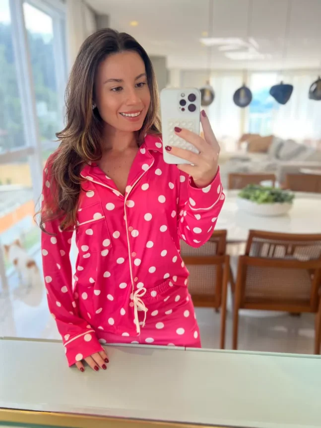 Pijama Feminino Americano Longo Pink Poás