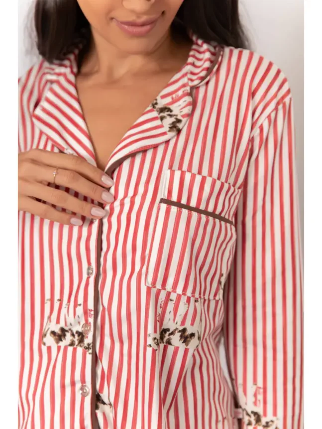 Pijama Feminino Americano Longo Listrado Vacas