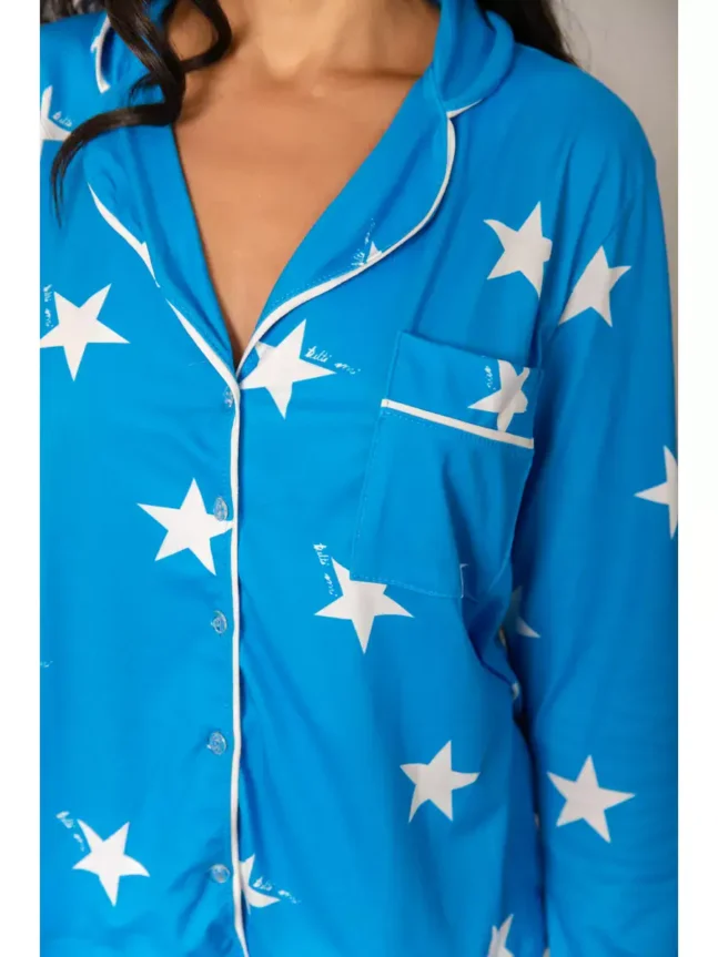 Pijama Feminino Americano Longo Estrelas