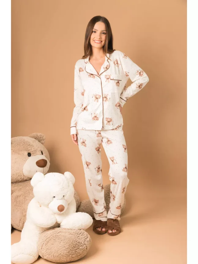 Pijama Feminino Americano Longo Ursos Poás